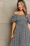 Floral Lace-Up Off-Shoulder Midi Dress - Trendsi - Flyclothing LLC