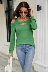 Cutout Cold-Shoulder Top - Trendsi - Flyclothing LLC