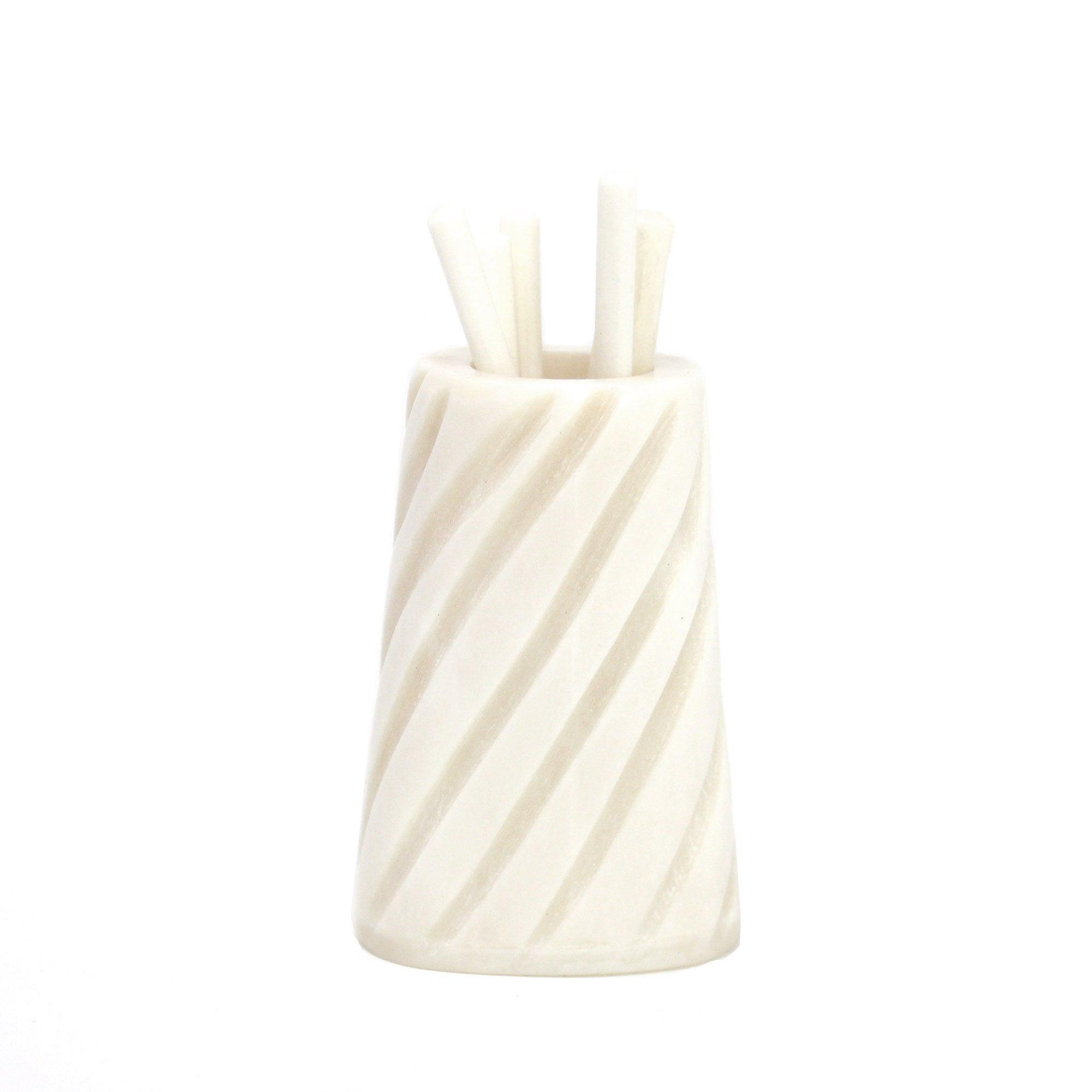 Hand-caved Cocktail Picks & Jar in Natural Bone - Jedando