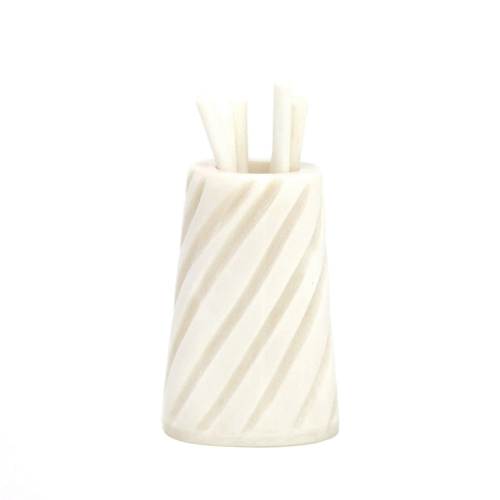 Hand-caved Cocktail Picks & Jar in Natural Bone - Jedando