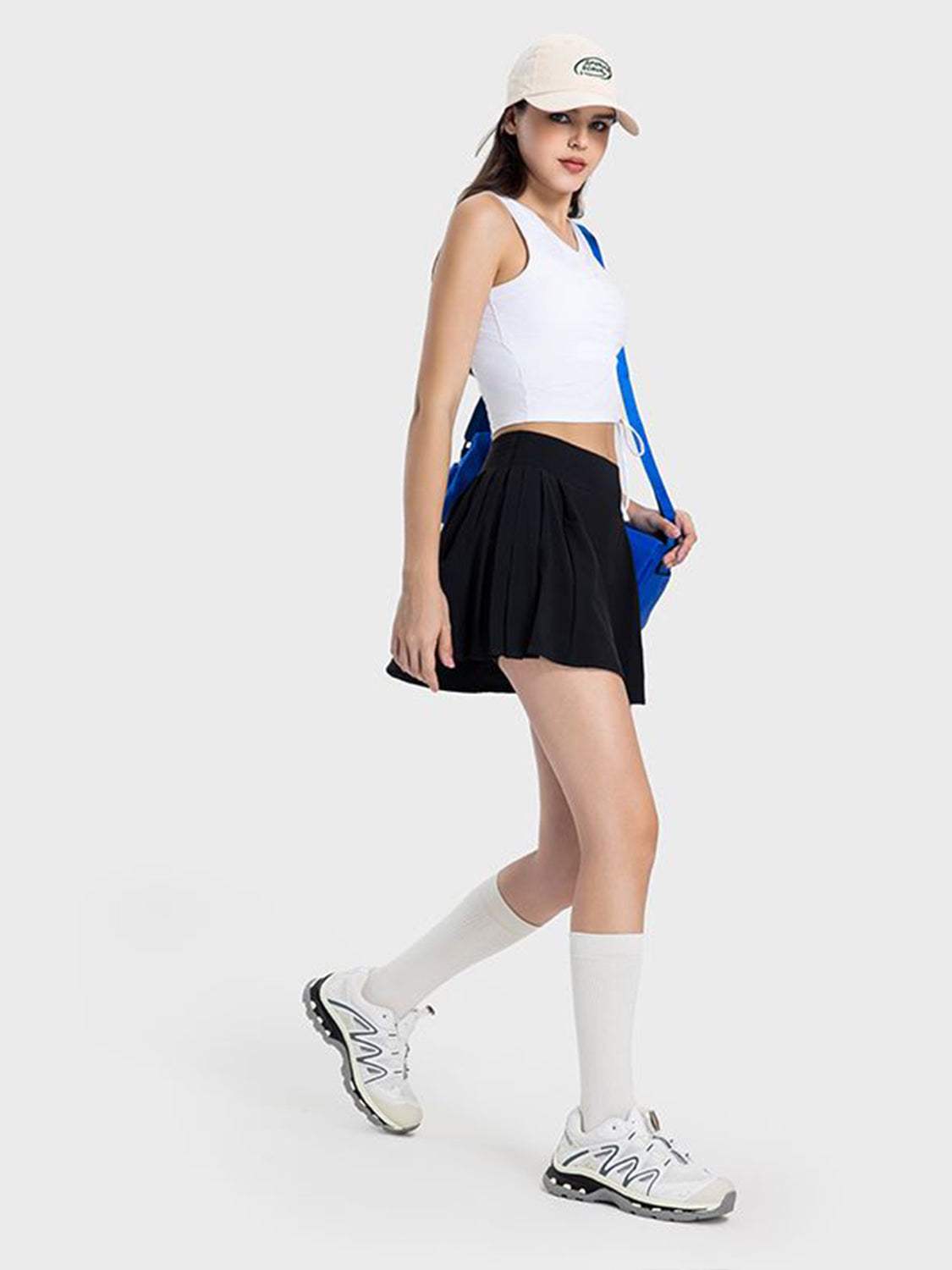 Pleated Detail Mid-Rise Waist Active Skirt - Trendsi - Flyclothing LLC