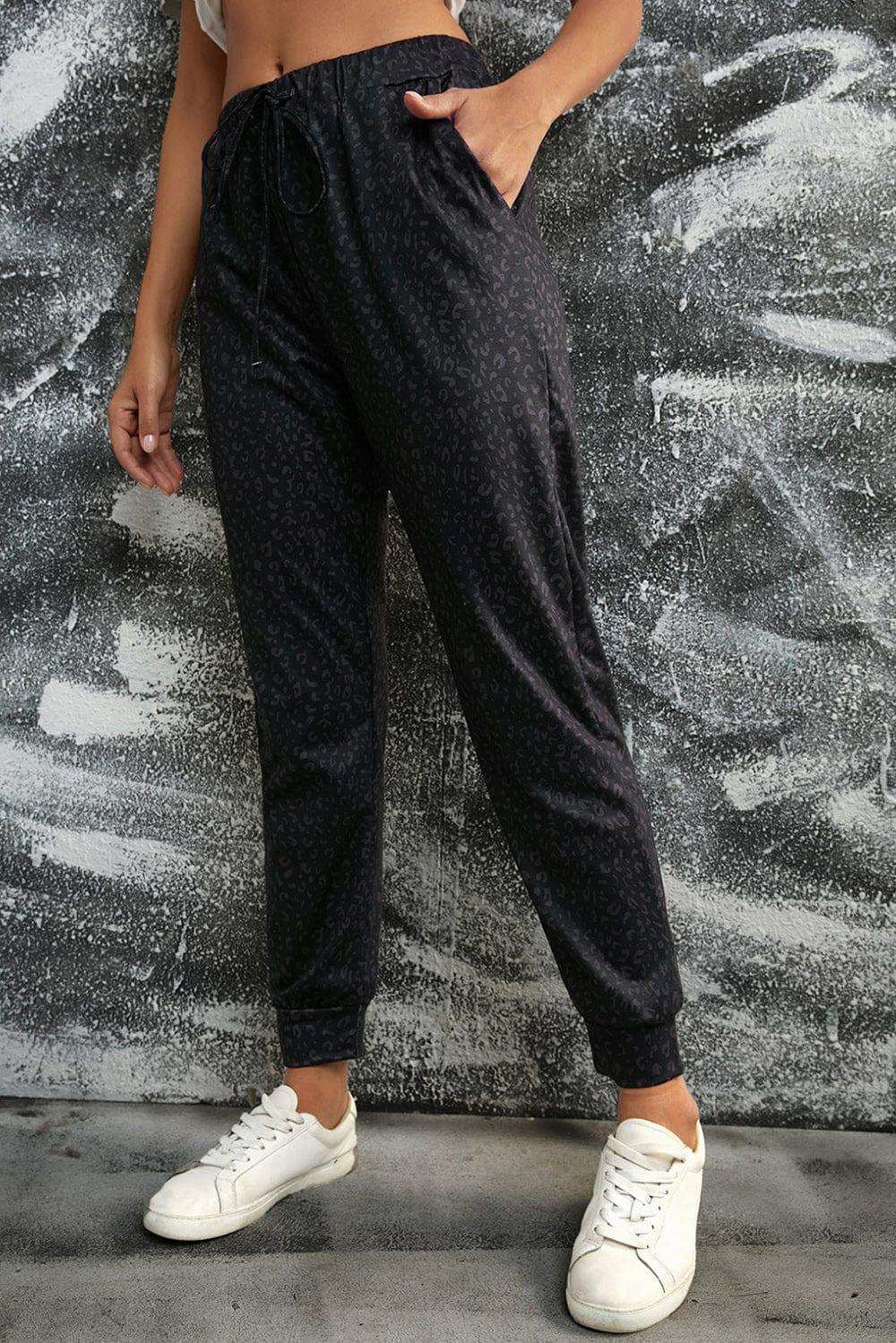 Leopard Print Joggers with Pockets - Trendsi - Flyclothing LLC