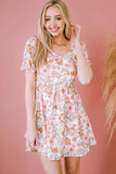 Floral Tie-Back Puff Sleeve Dress - Trendsi
