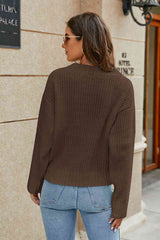 Openwork Surplice Long Sleeve Sweater - Trendsi - Flyclothing LLC