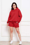 Drop Shoulder Long Sleeve Hoodie and Shorts Set - Trendsi - Flyclothing LLC