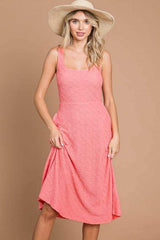 Culture Code Texture Square Neck Tank Dress with Pockets - Trendsi - Flyclothing LLC