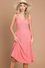 Culture Code Texture Square Neck Tank Dress with Pockets - Trendsi