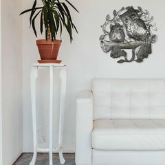 Pair of Owls on Perch Metal Wall Art - Croix des Bouquets - Croix des Bouquets