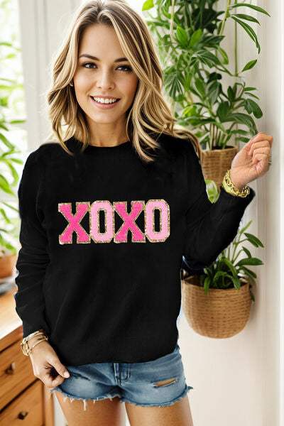 Round Neck Long Sleeve Sweater - Trendsi - Flyclothing LLC