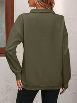 Zip-Up Dropped Shoulder Sweatshirt - Trendsi - Flyclothing LLC