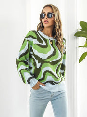 Round Neck Dropped Shoulder Sweater - Trendsi