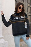 Ribbed Round Neck Long Sleeve Pullover Sweater - Trendsi