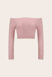 Cable-Knit Off-Shoulder Long Sleeve Sweater - Trendsi - Flyclothing LLC