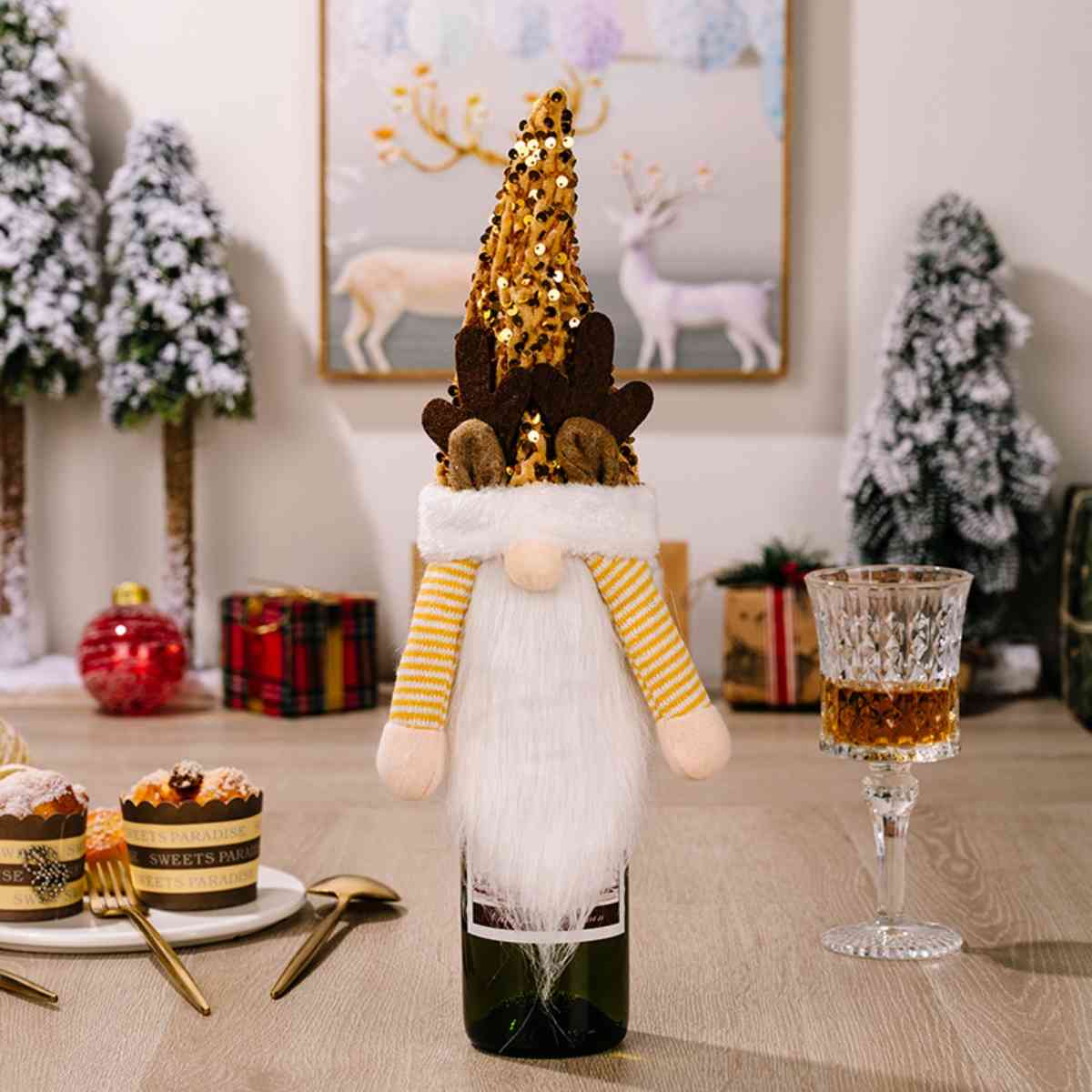 Sequin Pointed Hat Wine Bottle Cover - Trendsi - Flyclothing LLC