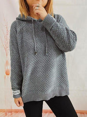 Drawstring Long Sleeve  Hooded Sweater - Trendsi