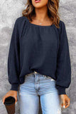 Square Neck Waffle-Knit Top - Trendsi - Flyclothing LLC