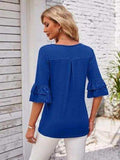 Ruffled Suqare Neck Half Sleeve Blouse - Trendsi - Flyclothing LLC