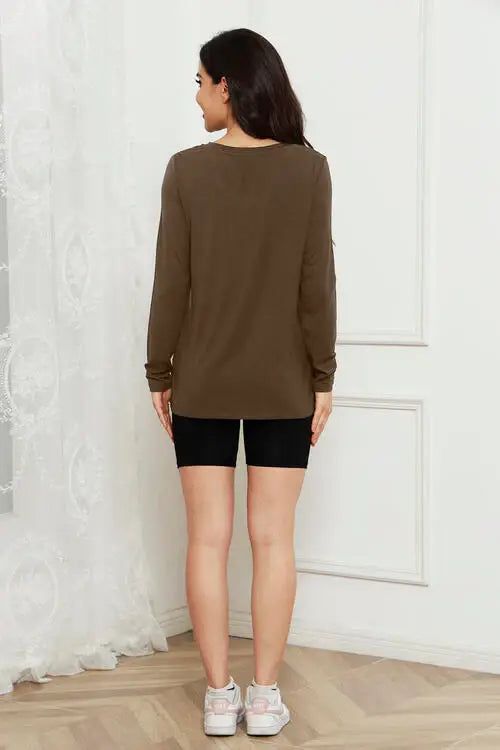 Basic Bae Full Size V-Neck Long Sleeve Top - Trendsi - Flyclothing LLC