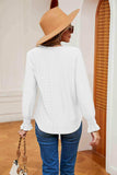 Contrast Flounce Sleeve Blouse - Trendsi - Flyclothing LLC
