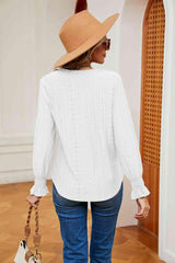 Contrast Flounce Sleeve Blouse - Trendsi