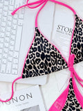Leopard Print Halter Neck Tie Side Bikini Set - Trendsi - Flyclothing LLC