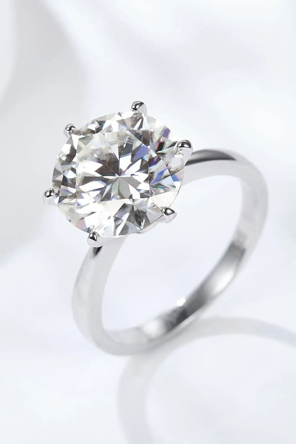 Platinum-Plated 5 Carat Moissanite Solitaire Ring - Trendsi - Flyclothing LLC