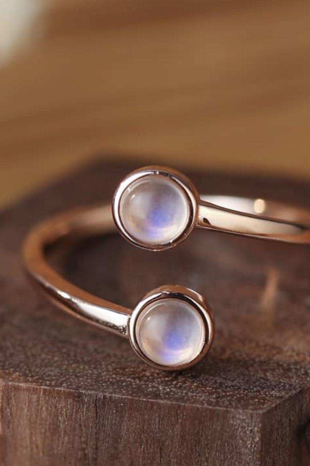 High Quality Natural Moonstone 925 Sterling Silver Toi Et Moi Ring - Trendsi - Flyclothing LLC