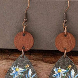 Flower Geometrical Shape Wooden Earrings - Trendsi - Flyclothing LLC