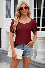 Eyelet Short Sleeve T-Shirt - Trendsi - Flyclothing LLC
