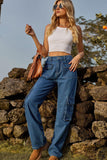 Loose Fit Long Jeans with Pockets - Trendsi