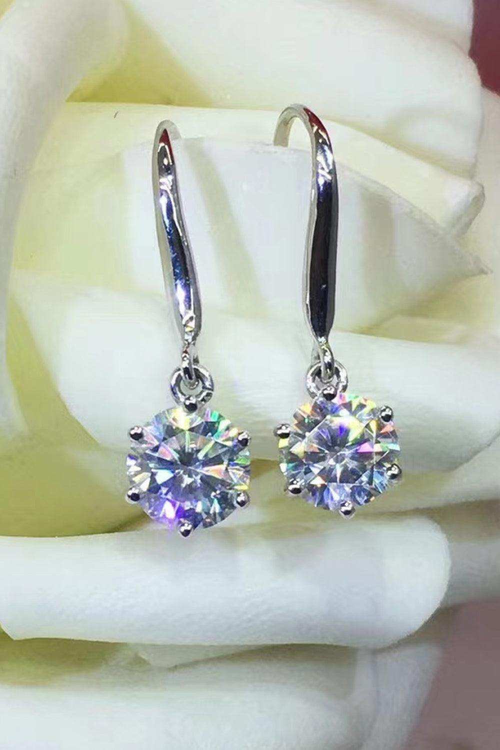 2 Carat Moissanite 6-Prong Drop Earrings - Trendsi - Flyclothing LLC