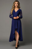 Lace High-Low V-Neck Dress - Trendsi