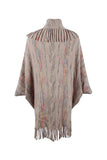 Fringe Detail Printed Poncho - Trendsi - Flyclothing LLC