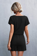 Lace Trim V-Neck Romper - Trendsi - Flyclothing LLC