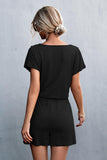 Lace Trim V-Neck Romper - Trendsi