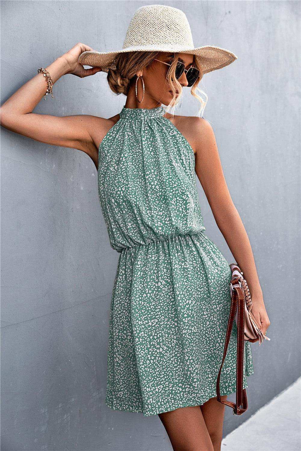 Floral Tied Sleeveless Mini Dress - Trendsi - Flyclothing LLC