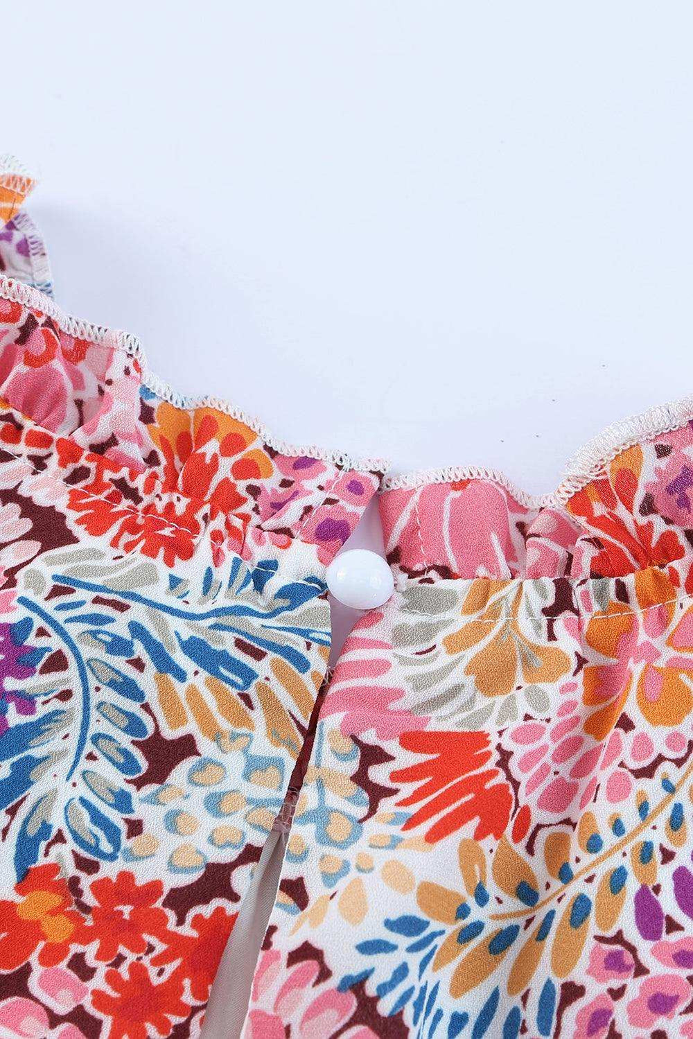 Floral Mock Neck Tank Top - Trendsi - Flyclothing LLC