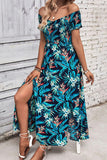 Floral Off-Shoulder Slit Dress - Trendsi
