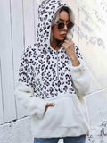 Leopard Half-Zip Dropped Shoulder Hoodie - Trendsi - Flyclothing LLC