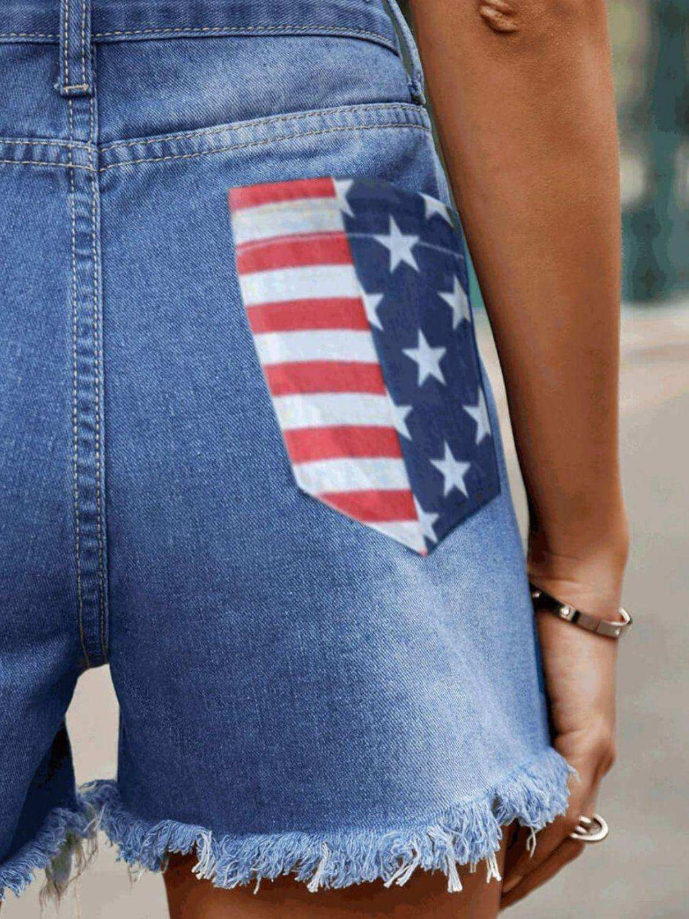 Raw Hem Denim Shorts with Pockets - Trendsi - Flyclothing LLC
