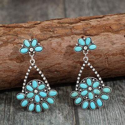 Artificial Turquoise Teardrop Earrings - Trendsi - Flyclothing LLC