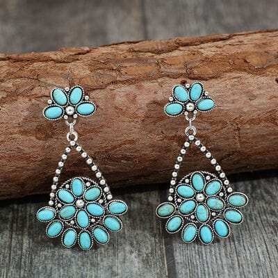 Artificial Turquoise Teardrop Earrings - Trendsi - Flyclothing LLC