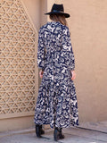 Printed Notched Neck Maxi Dress - Trendsi