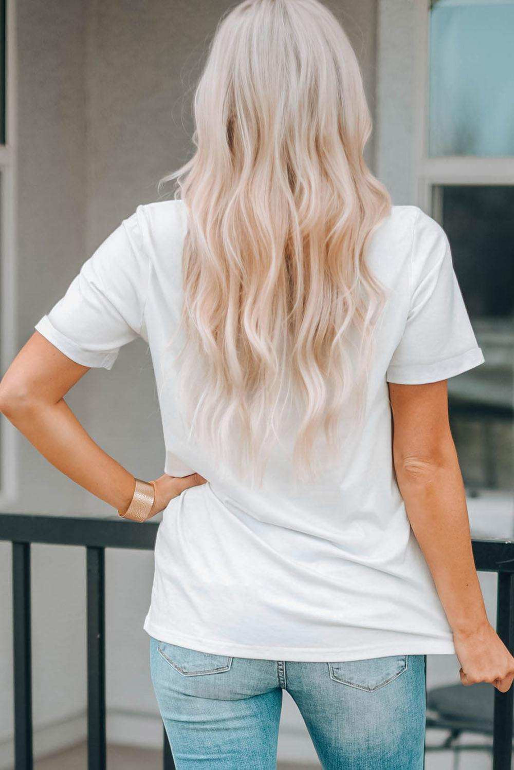 Letter Graphic Round Neck Tee - Trendsi - Flyclothing LLC