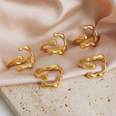 18K Gold-Plated Irregular Open Ring - Trendsi