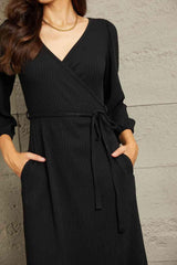 Culture Code Full Size Surplice Flare Ruching Dress - Trendsi