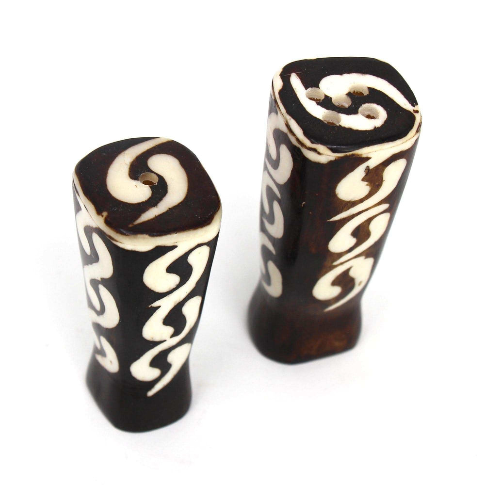 African Natural Bone Salt & Pepper Shakers, Traditional Batik Designs - Jedando - Flyclothing LLC