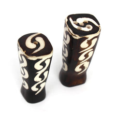 African Natural Bone Salt & Pepper Shakers, Traditional Batik Designs - Jedando
