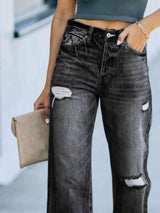 Distressed Straight Leg Jeans - Trendsi - Flyclothing LLC
