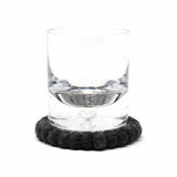 Hand Crafted Felt Ball Coasters from Nepal: 4-pack, Flower Black/Grey - Global Groove (T) - Global Groove